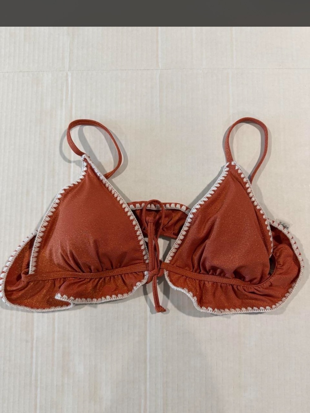 Victoria’s Secret Rust Orange Ruffle Bikini Top